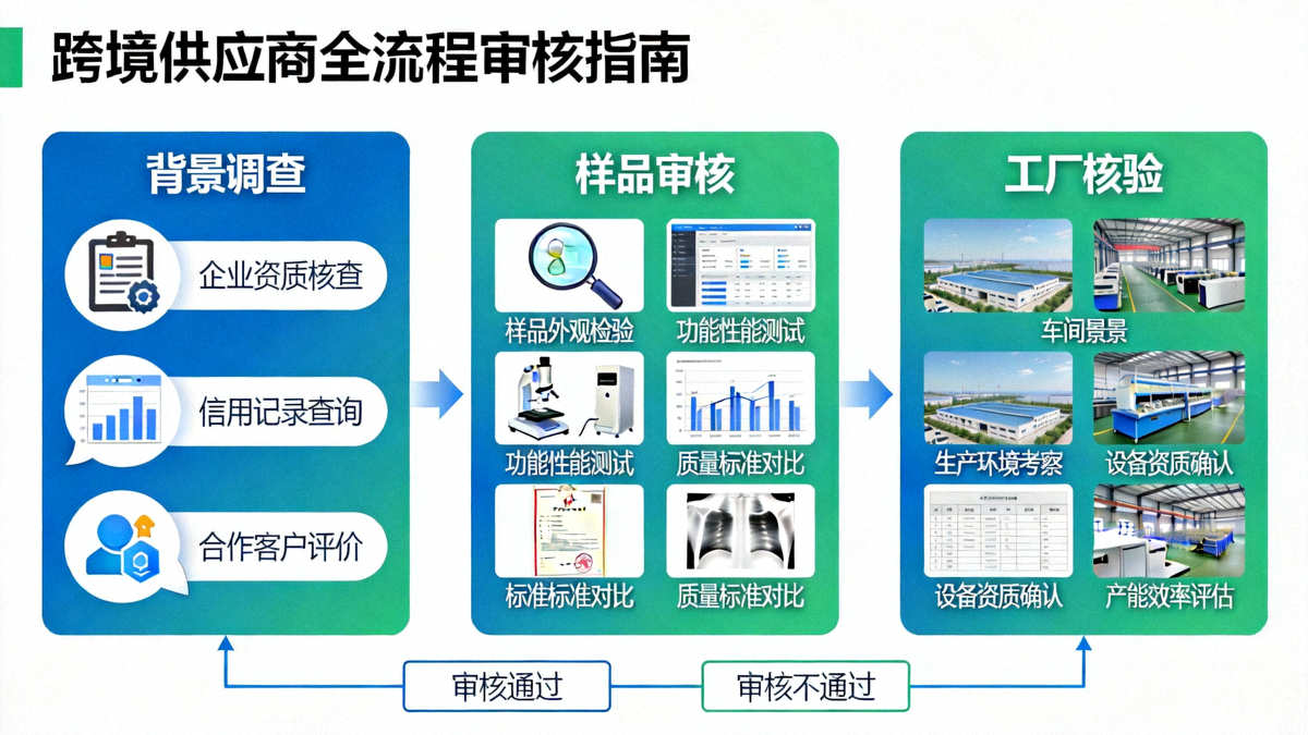 图解跨境卖家对潜在供应商进行背景调查、样品审核与工厂核验的完整流程步骤